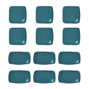 Waroom Outdoor Cushion Covers for Patio Furniture Sets, Water-Resistant Cushion Covers Replacement Set of 12pcs, Non-Slip, Peacock Blue
