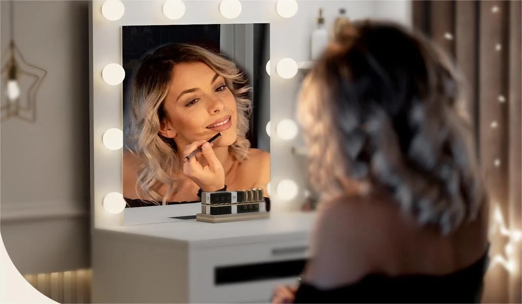 LIVELYGLOW Vanity Desk with Mirror and Lights, Makeup Vanity with Drawer & Storage Shelves, Cabinet, 3 Lighting Modes Adjustable Brightness,White - Image 57