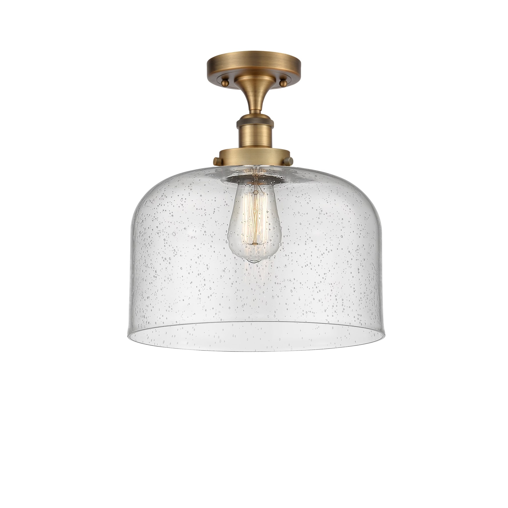 Innovations Lighting Ballston Urban Bell - 1 Light 12" Semi-Flush Mount Brushed Brass/Matte White - Image 7