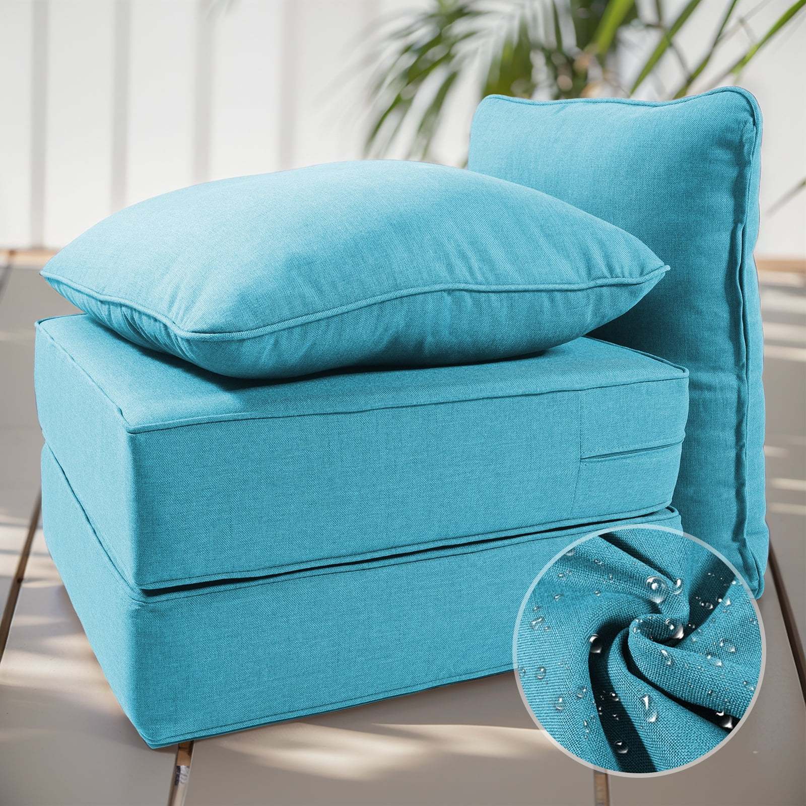 Terraloom 6 Inch Outdoor Cushions 24x24" - Water Resistant 2 Set Deep Seating Patio Chair Back&Seat Cushion for Wicker Rocking Swivel Chairs Loveseat Couch Sectional Sofa in Beige - Image 25