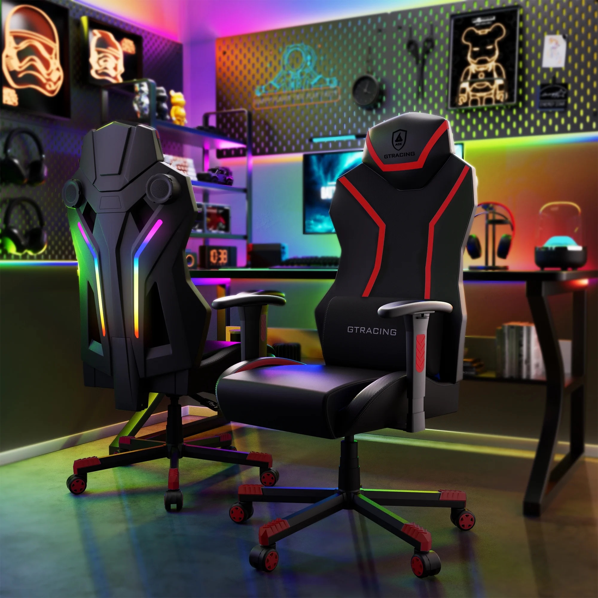 GTRACING LUFT-600 Gaming Chair with Bluetooth Speakers and LED Lighting, White - Image 20