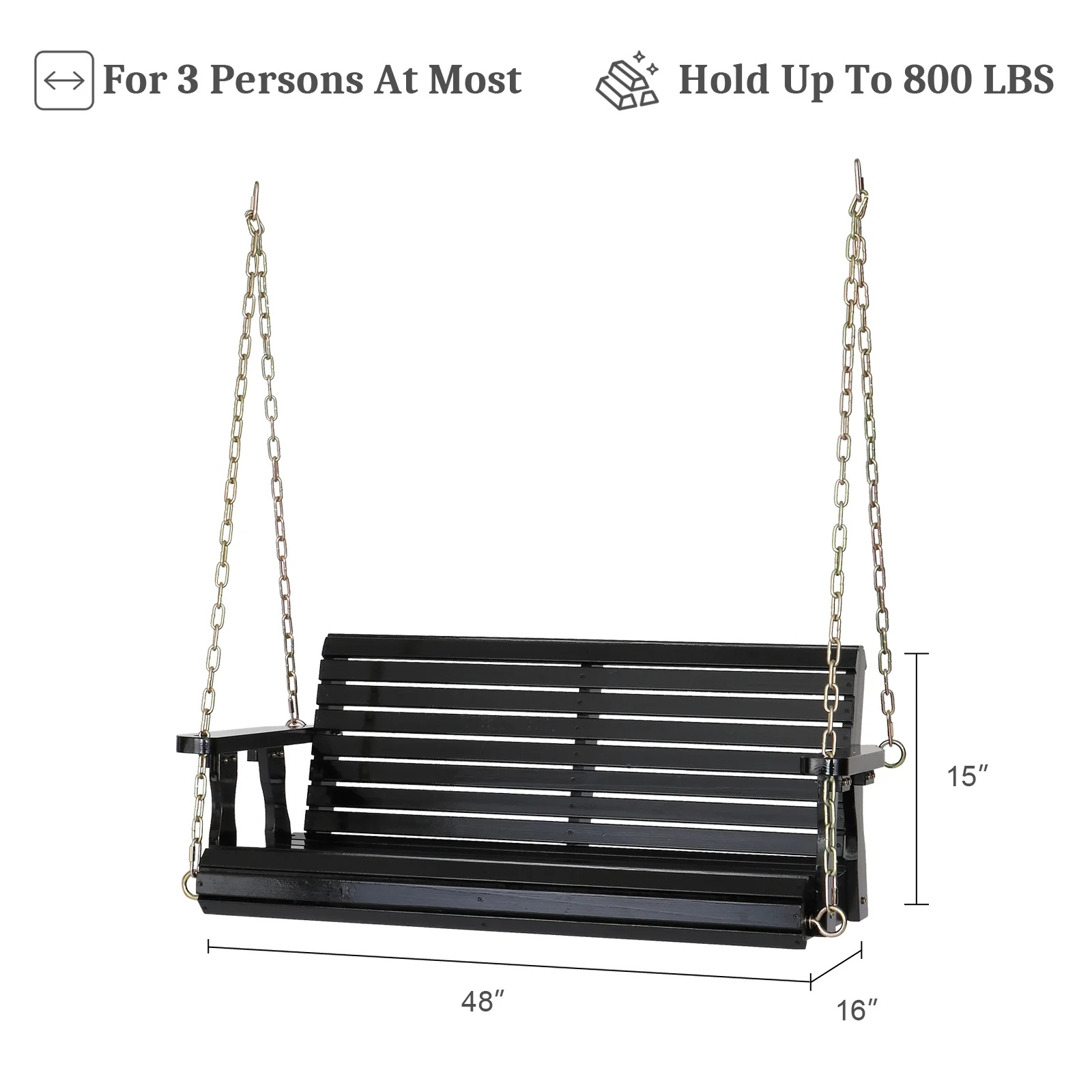Ktaxon Patio Wooden Porch Swing for Courtyard & Garden, Heavy Duty 880 LBS Swing Chair Bench with Hanging Chains for Outdoors (White, 4 FT) - Image 17