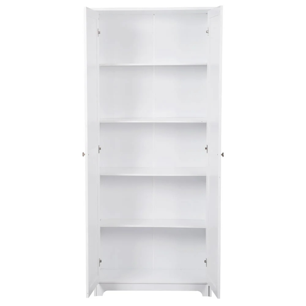 Canddidliike 2-Door Wood 72" Tall Storage Utility Floor Cabinet with 5 Shelves for Kitchen Pantry, White - Image 9