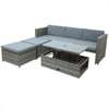 4 Piece Outdoor Patio Furniture Sets All Weather Outdoor Sofa PE Garden Furniture Wicker Rattan Patio Conversation Set with Glass Table & Beige Cushions - Image 4
