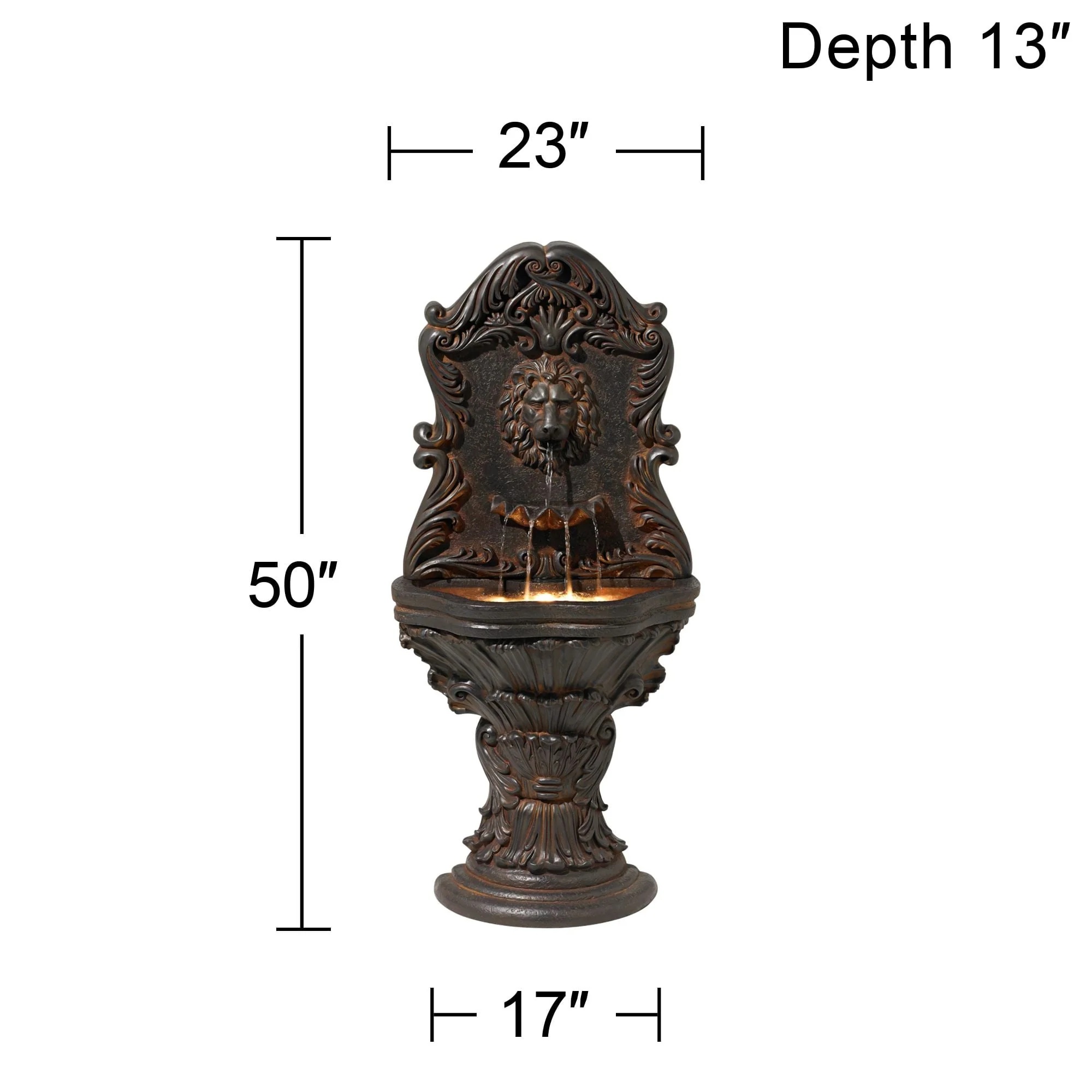 John Timberland Imperial Lion Acanthus Rustic Outdoor Floor Wall Water Fountain with LED Light 50" for Yard Garden Patio Home Deck Porch House Balcony - Image 8