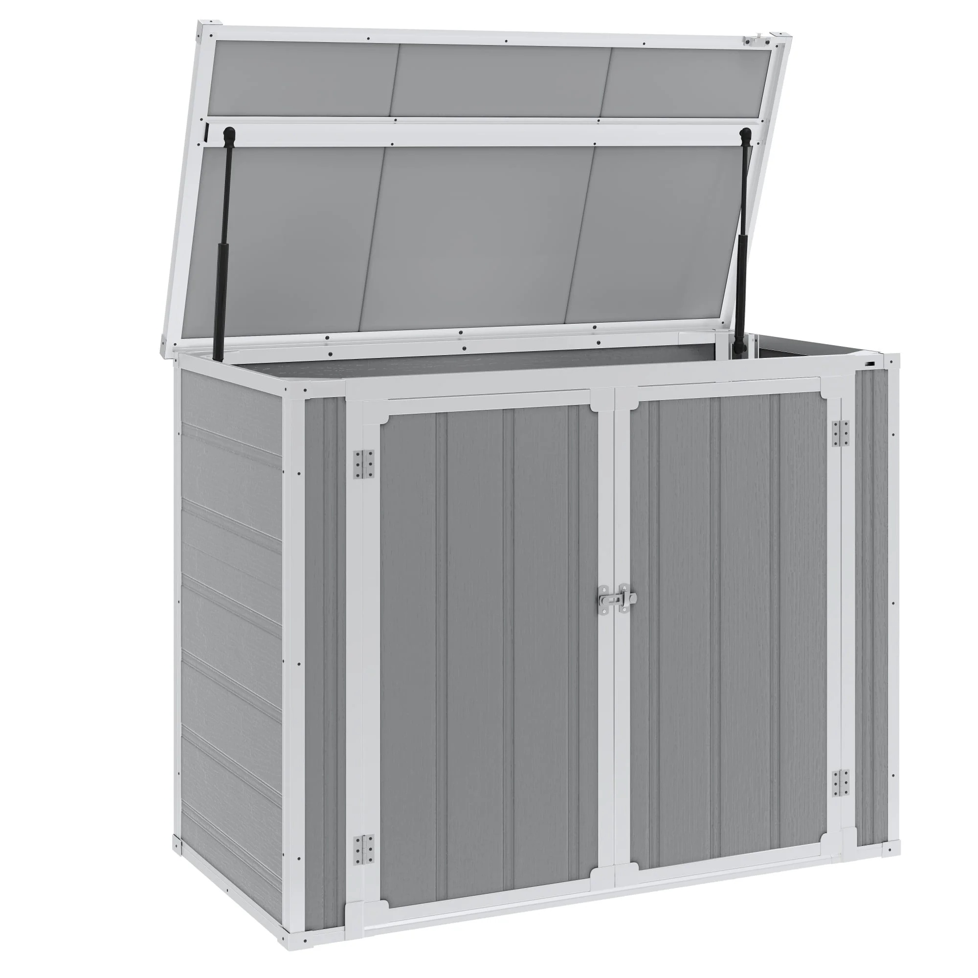 5'-3' Outdoor Storage Shed, Resin Storage Cabinet, Garden Tool Shed with Double Lockable Doors, Organizer Cabinet for Patio Yard, Gray - Image 15