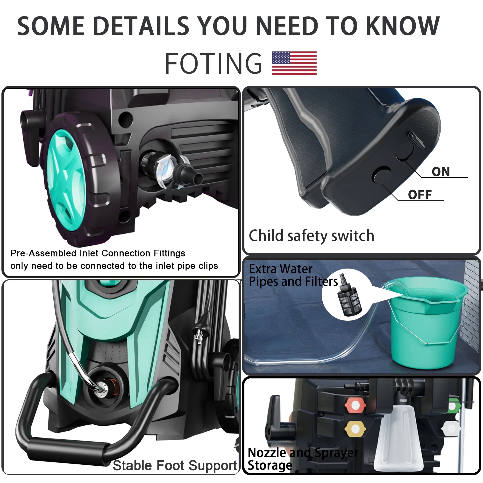 2024 Upgraded Electric Pressure Washer 4300 PSI 2.8 GPM Power Washer with Extra Hose, 23ft Hose 35ft Power Cord, 4 Nozzle and Detergent Tank for Cars, Fences, Patio - Image 7