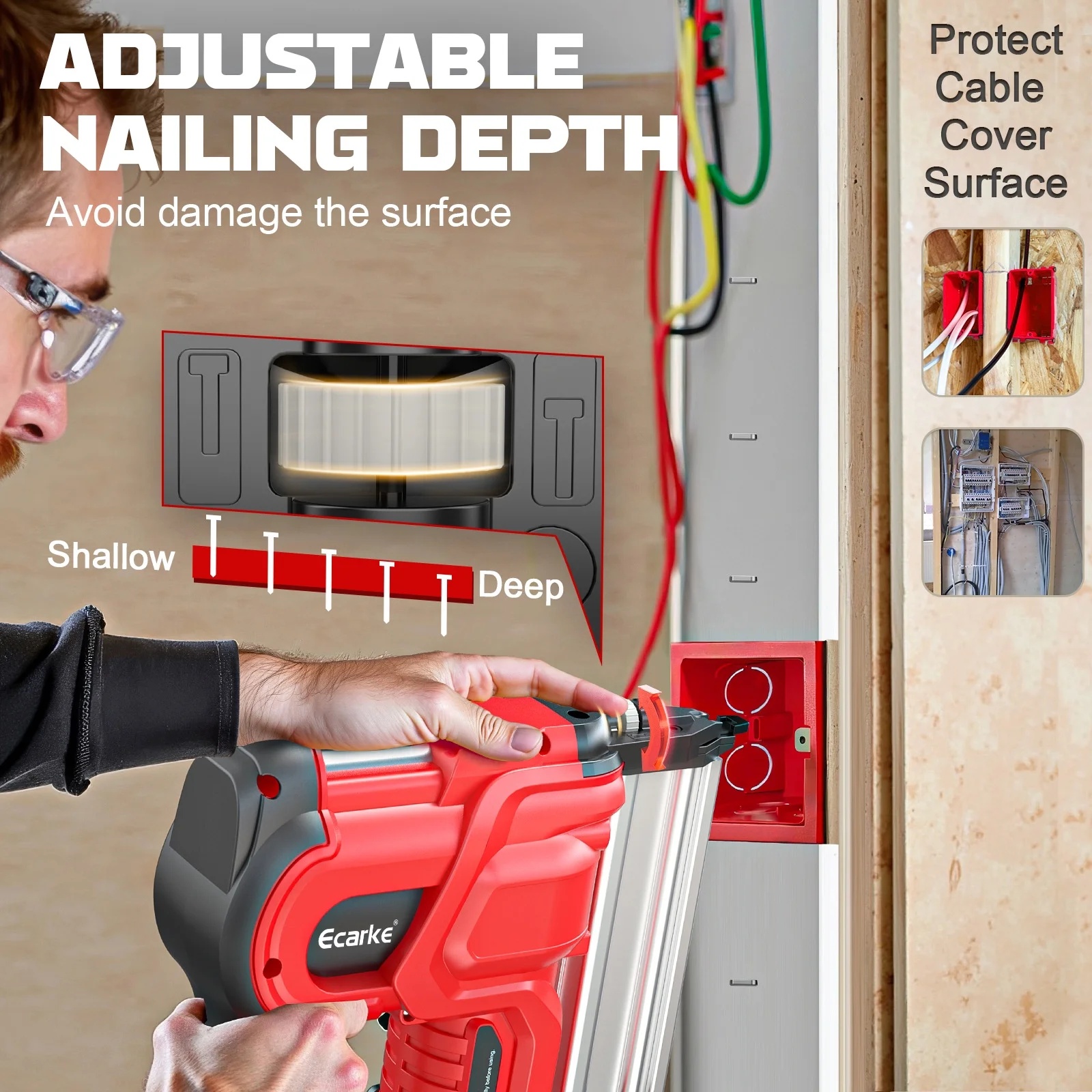 Gauge Electric Nail Gun Compatible with Milwaukee Battery,2 in 1 Cordless Brad Nailer and Stapler with 18GA Nails/Staples,Battery for M18 18V Power,2 Firing Modes for Trim Wood Crafting DIY - Image 6