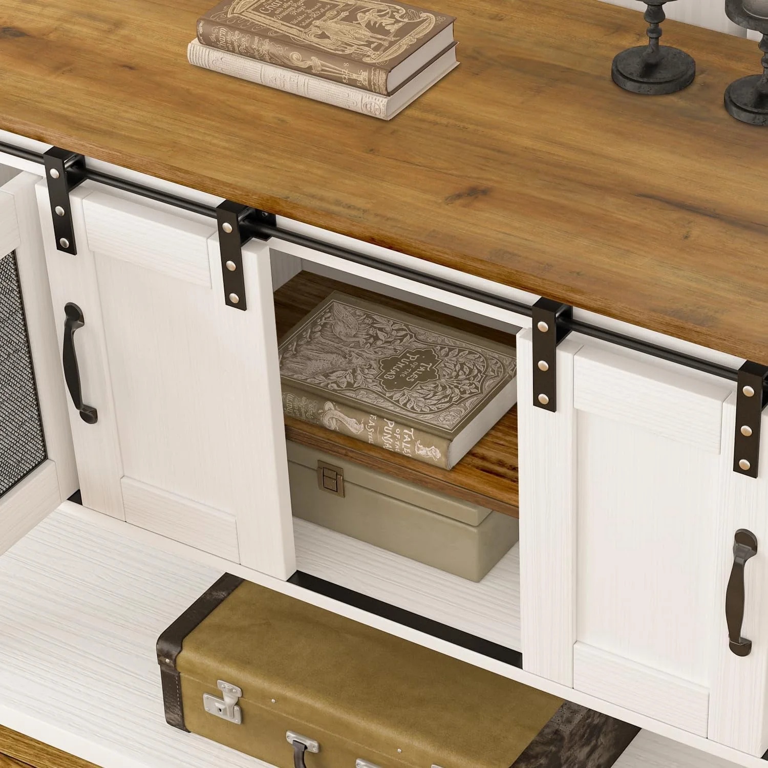 Catrimown 47" Sideboard Buffet Cabinet with Storage, Farmhouse Coffee Bar Cabinet for Living Room Entryway, White - Image 2