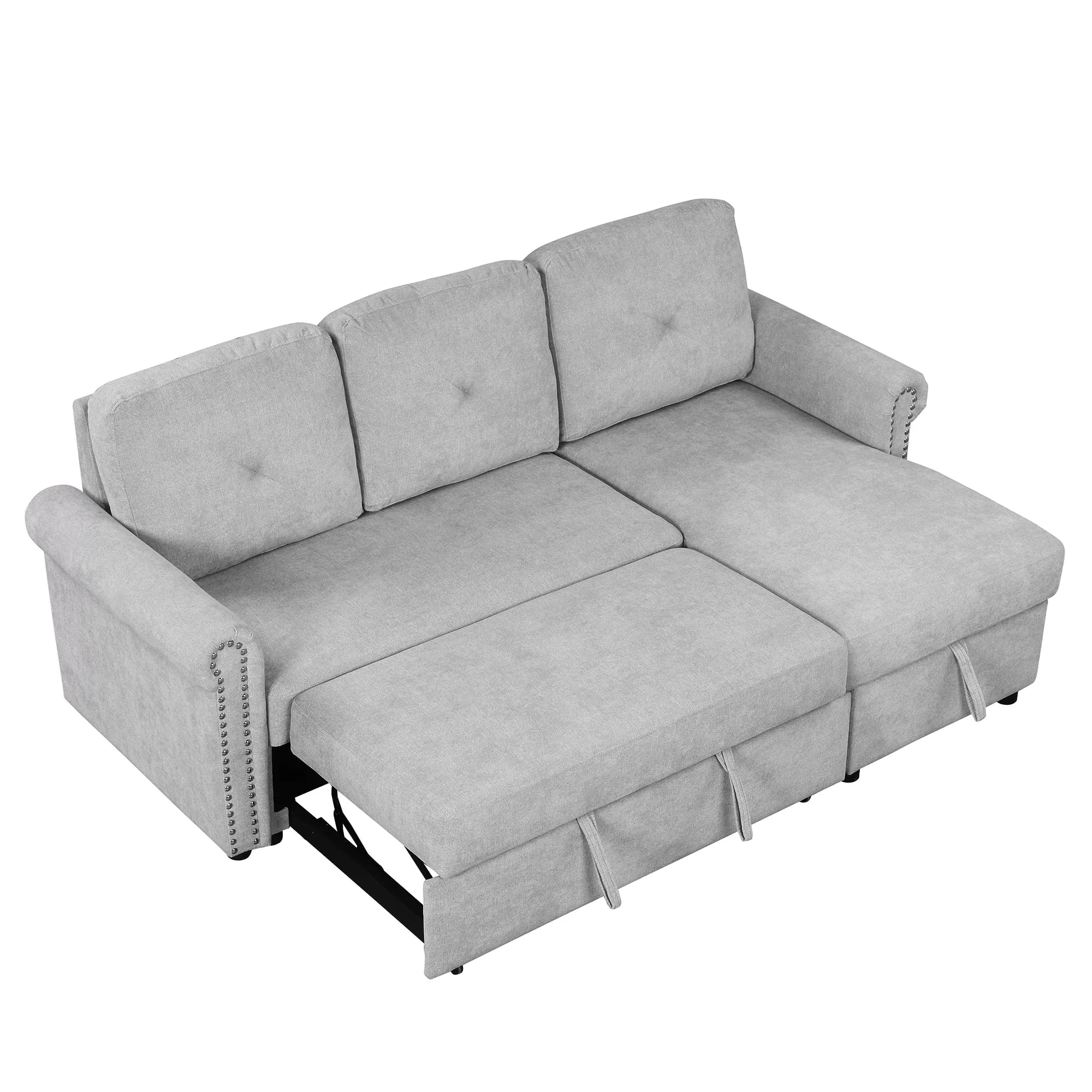 Euroco 83" L Shaped Sofa Bed Modern Convertible Sleeper Sofa Bed with Storage Chaise, Gray - Image 7