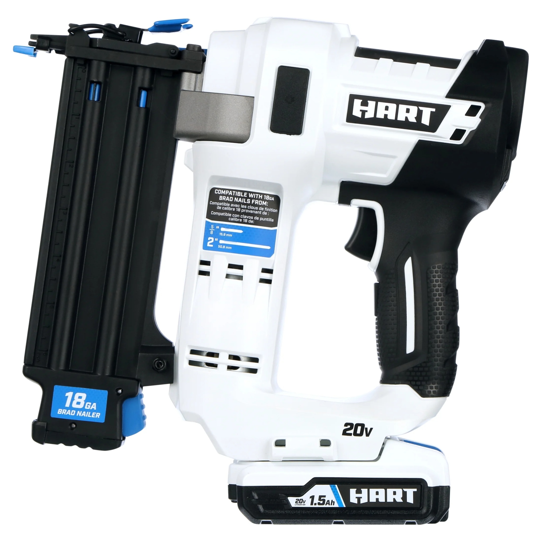 HART 20-Volt 2-inch 18-Gauge Battery-Powered Brad Nailer Kit, (1) 1.5Ah Lithium-Ion Battery - Image 18
