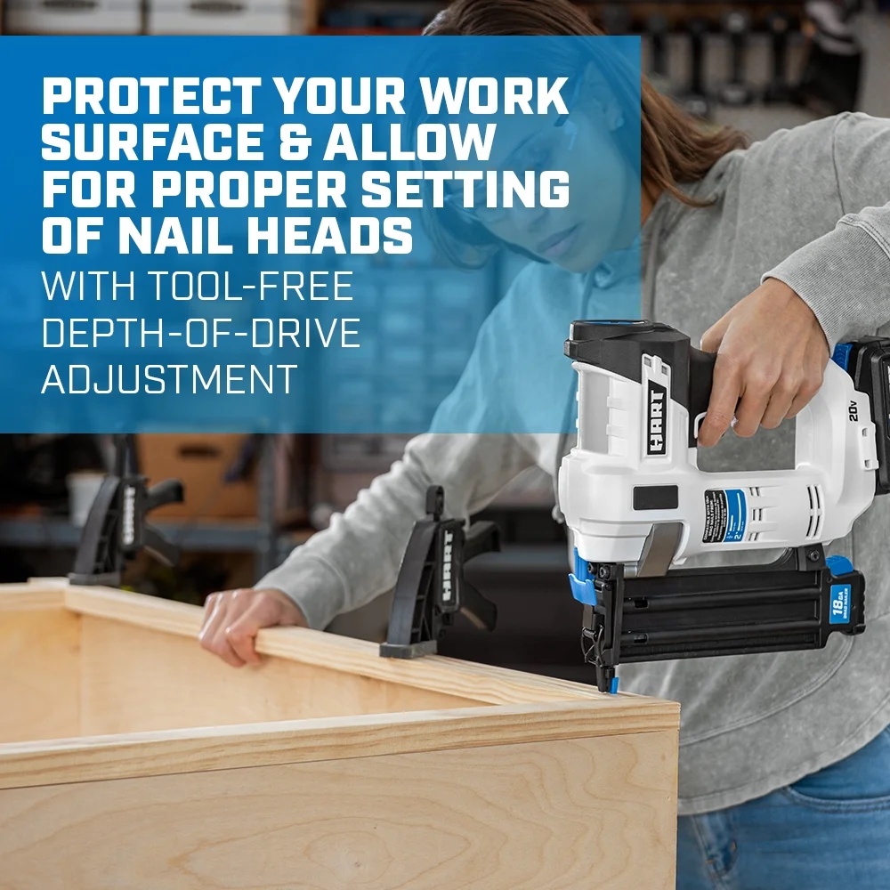 HART 20-Volt 2-inch 18-Gauge Battery-Powered Brad Nailer Kit, (1) 1.5Ah Lithium-Ion Battery - Image 5