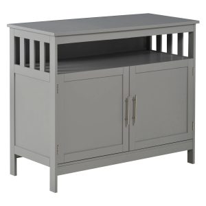 HomCom Kitchen Console Table/Buffet Sideboard/Wooden Storage Table with 2-Level Cabinet and Open Shelf, Grey