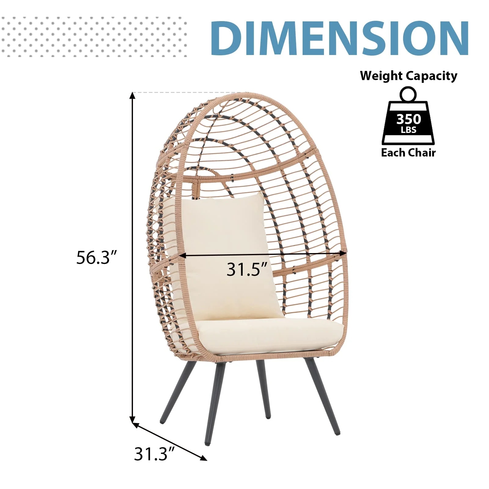 Indoor Outdoor Swing Egg Chair with Stand, Patio Foldable Grey Wicker Rattan Hanging Chair with Cushion, Light Gray - Image 37