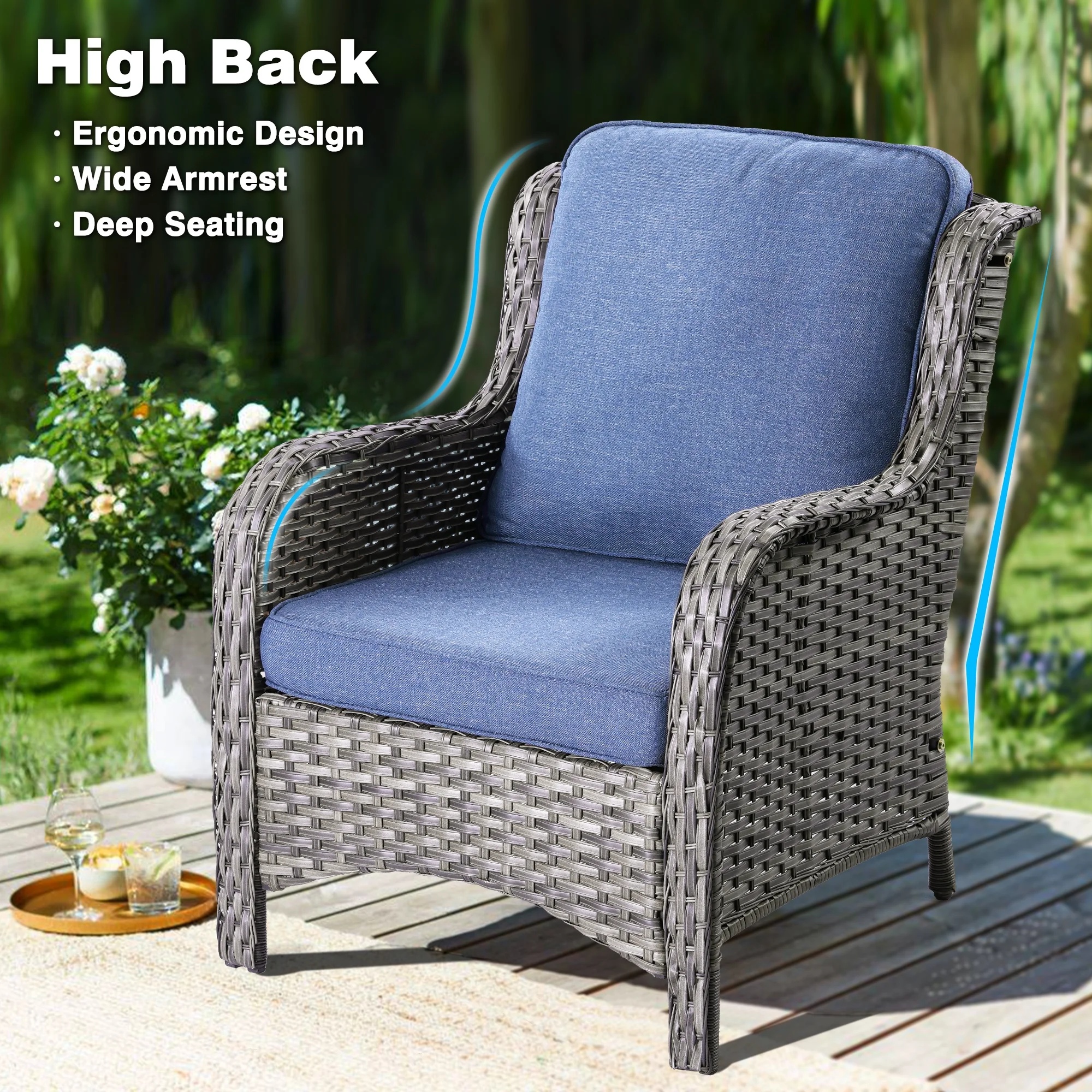 Ovios 6 Pieces Outdoor Furniture with CSA Fire Pit Wicker Patio Conversation Set All Weather Sectional Sofa for Porch - Image 6