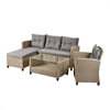 5 Piece Patio Furniture Sets, Outdoor Conversation Sets with Glass Coffee Table, Wicker Rattan Sectional Sofa Couch with Storage Bench, Ottomans & Cushions for Garden, Pool, Backyard, Gray - Image 6