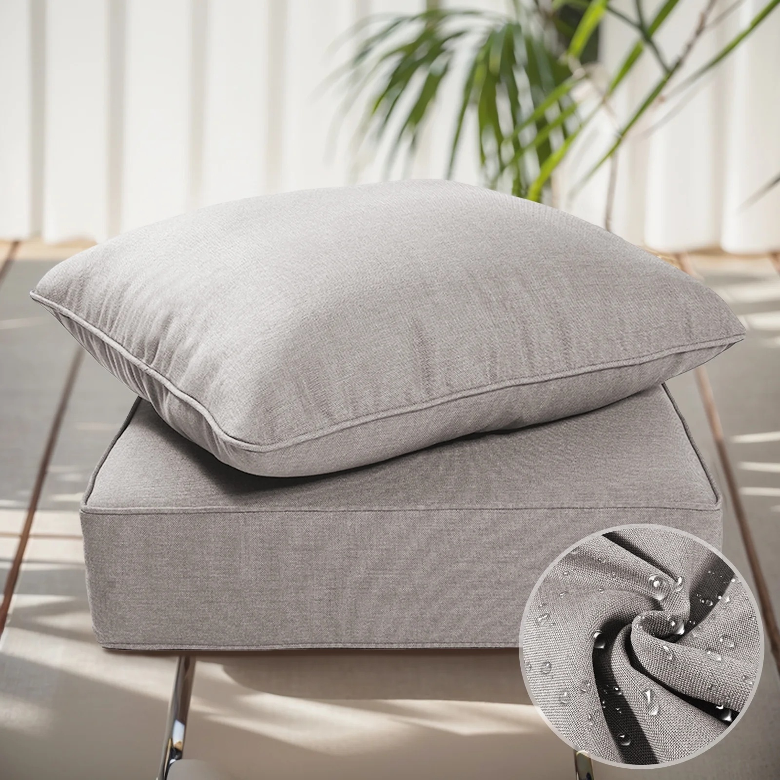 Terraloom 6 Inch Outdoor Cushions 24x24" - Water Resistant 2 Set Deep Seating Patio Chair Back&Seat Cushion for Wicker Rocking Swivel Chairs Loveseat Couch Sectional Sofa in Beige - Image 15