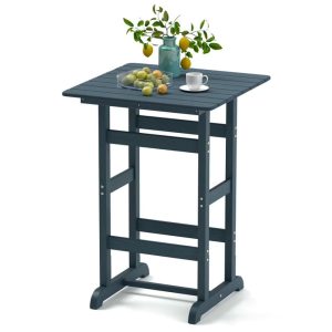 GVN Outdoor Eating Tables,Patio Table,30 Inch Square Bar Table Dining Table with Slatted Tabletop for Poolside-Navy