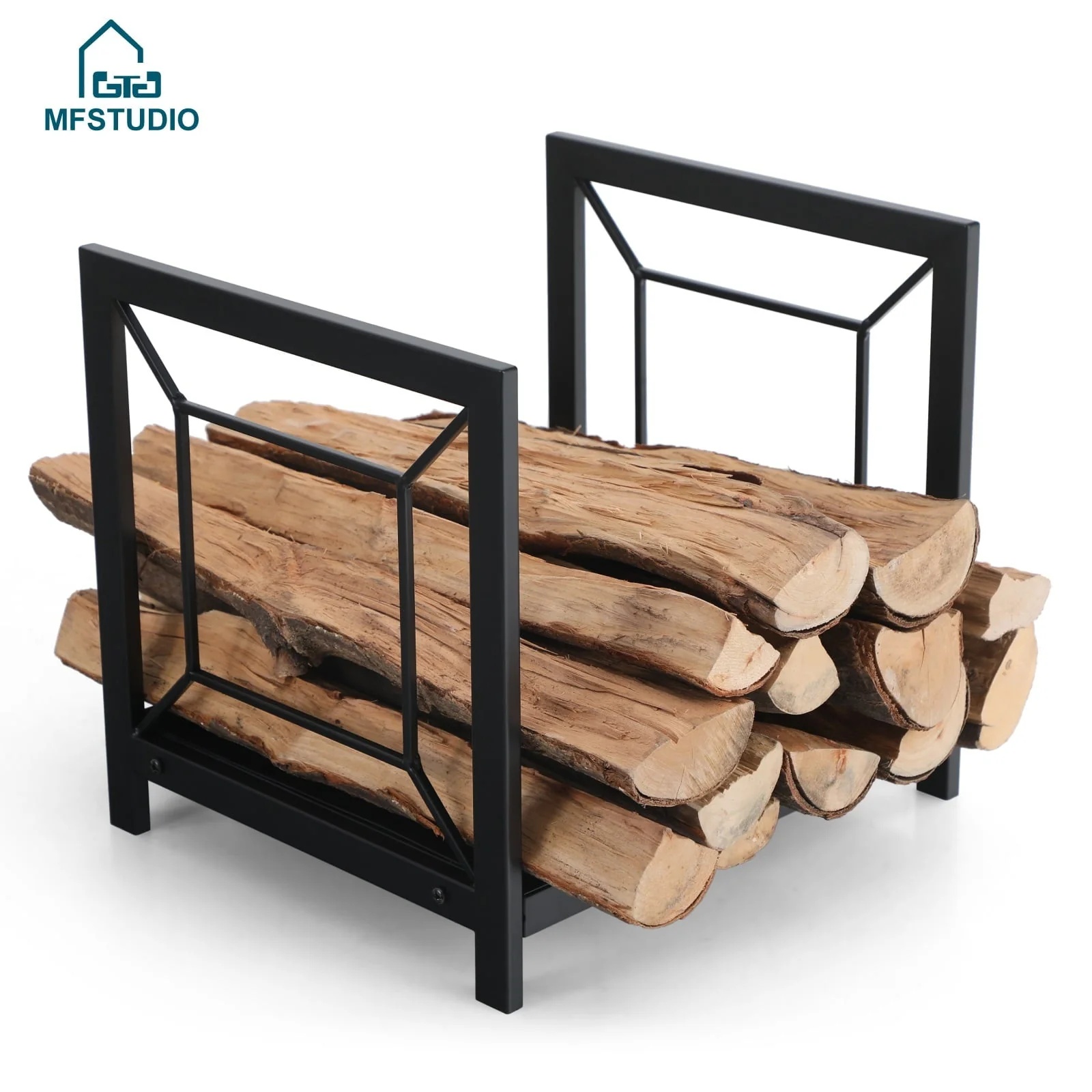 MF Studio 16 Inches Steel Firewood Log Rack Storage Holder Small Wood Storage Brackets Suitable for Indoor and Outdoor, Black - Image 5