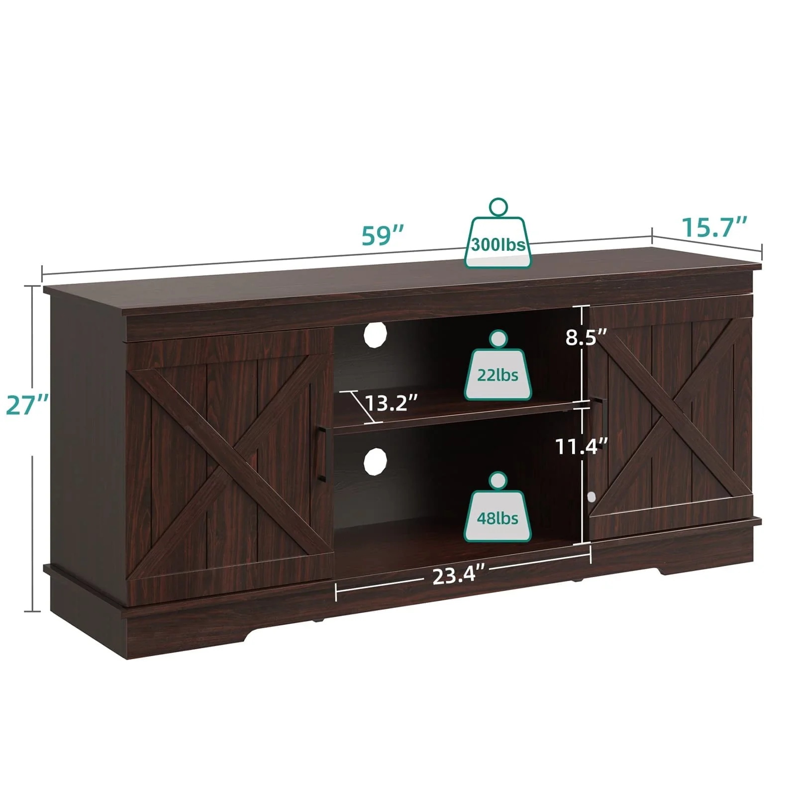 DEXTRUS Farmhouse Storage Cabinet, Buffet Sideboard with Barn Door for Dinning Living Room, Espresso - Image 6