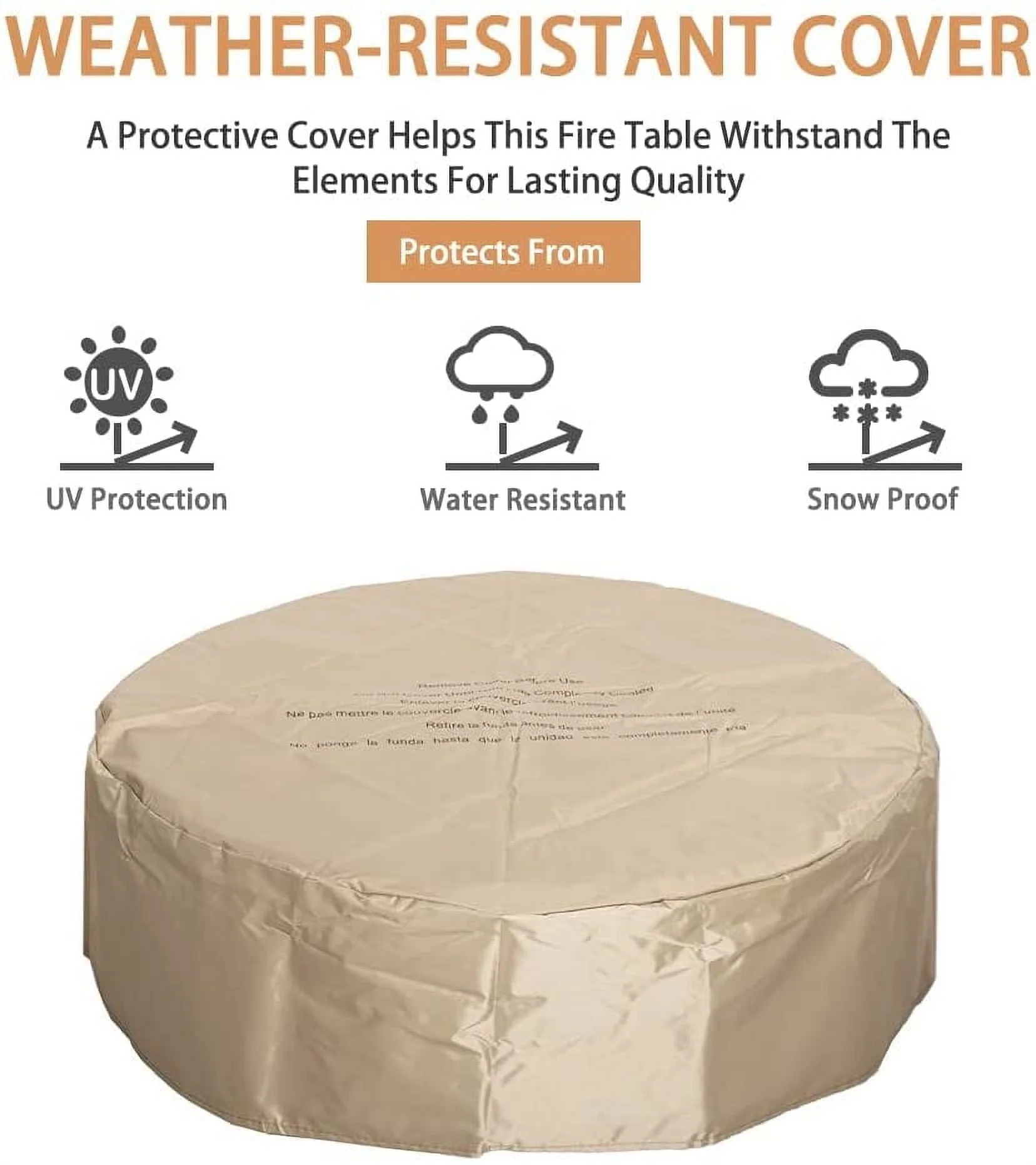 UIXE Gas Fire Pit Bowl Table, Faux Stump Outdoor Propane Firepit Round Table with Lava Rock, Waterproof Cover, Smokeless Fire Pit for Outside Patio Garden Backyard, 28 inch 30,000 BTU, CSA Approved - Image 5