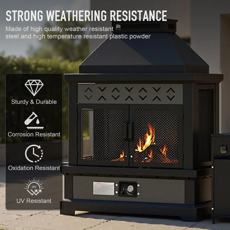 GAZEBETER Outdoor Gas Fireplace, 35" 50000 BTU Patio Gas Fire Pit Propane with Rain Cover, CSA Certified, Adjustable Flame for Deck, Backyard, Balcony - Image 6