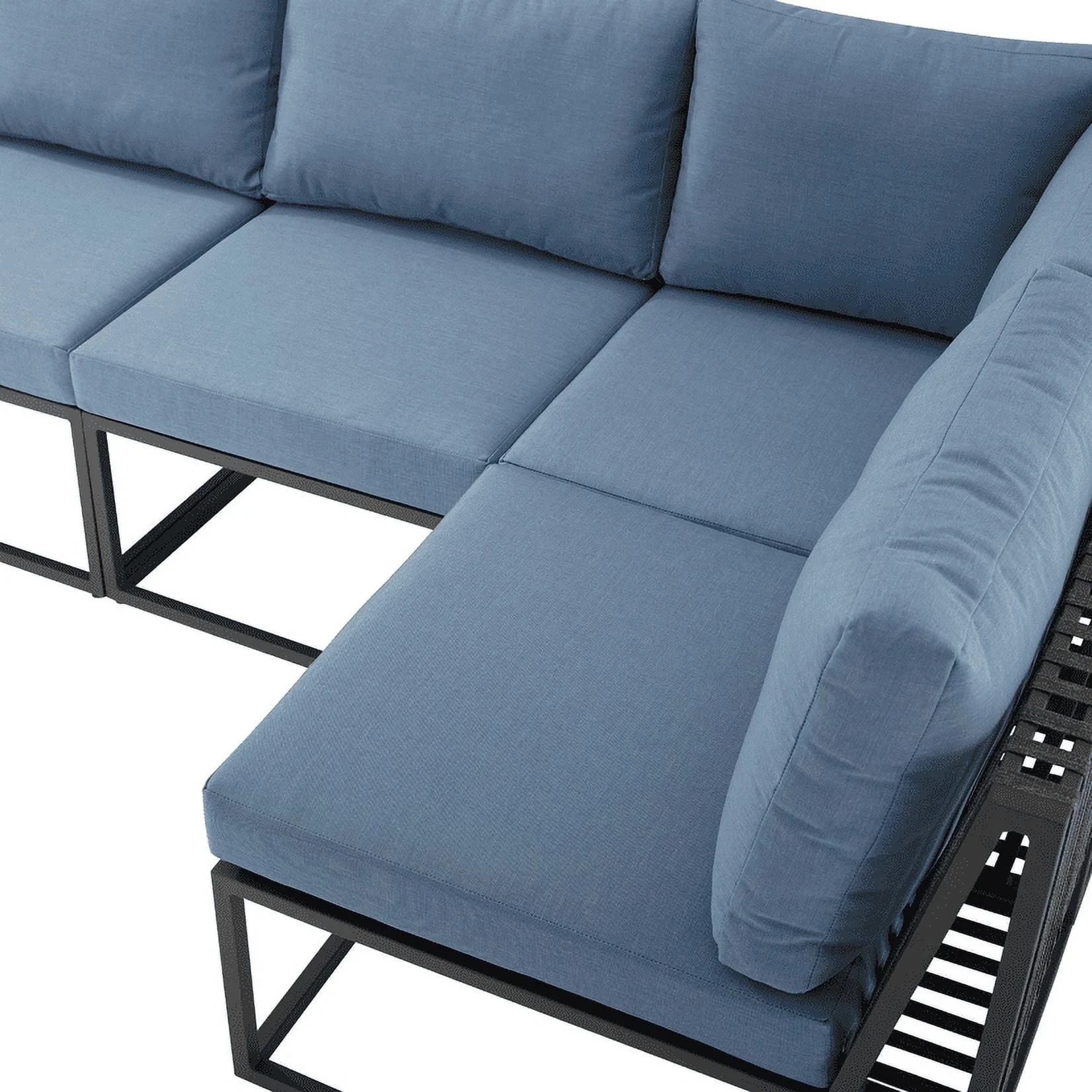 Manor Park 5 Pc Outdoor Patio Sectional Set, Blue/Black Metal Cushion - Image 2