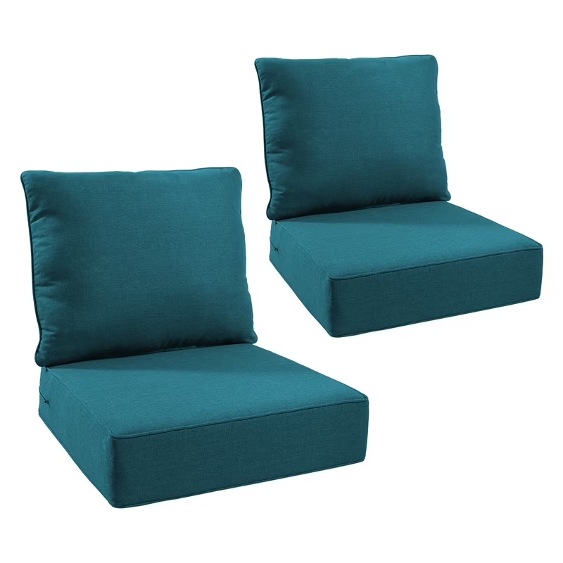 Terraloom 6 Inch Outdoor Cushions 24x24" - Water Resistant 2 Set Deep Seating Patio Chair Back&Seat Cushion for Wicker Rocking Swivel Chairs Loveseat Couch Sectional Sofa in Beige - Image 18