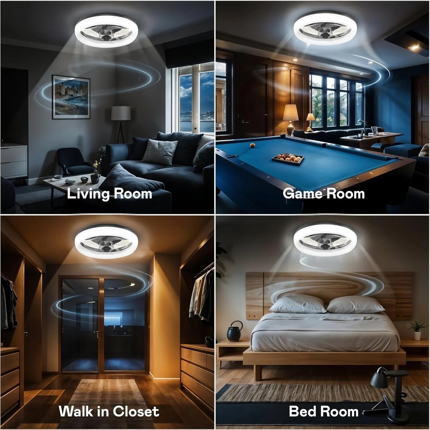 CannonX 14- Low Profile Ceiling Fans with Lights and Remote, Modern Fandelier Ceiling Fan with Light, 6 Speeds, 3 Lighting Modes 3500K-5500K, Flush Mount for Bedroom, LED 2200 Lumens - Image 8