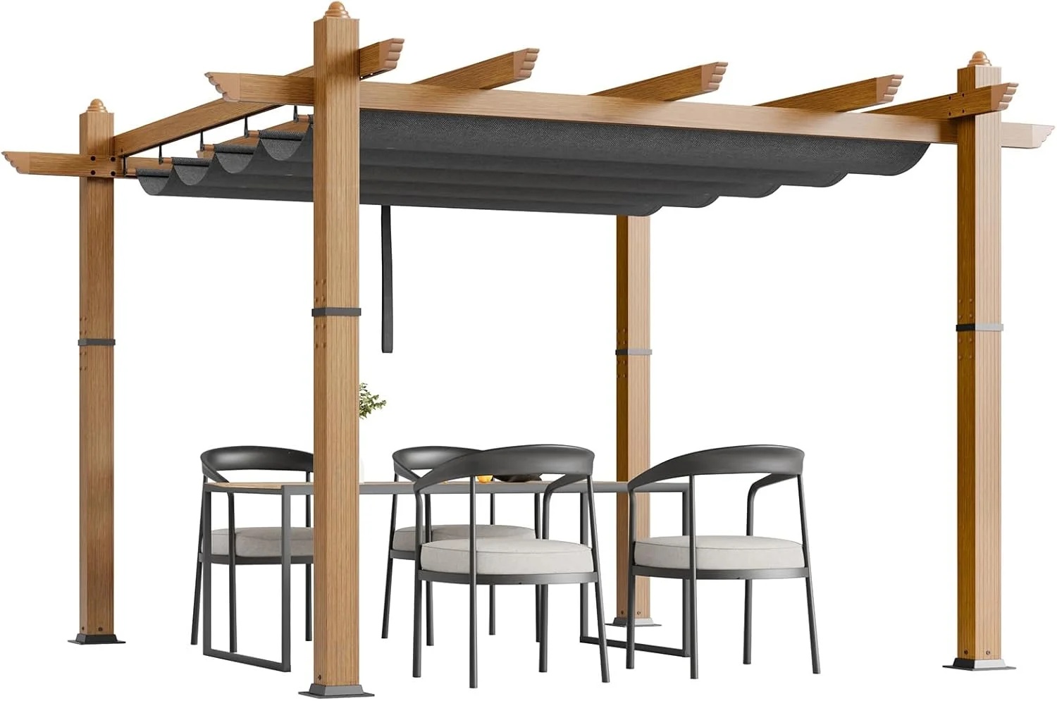 Outdoor Pergola with Adjustable Roof,Modern Metal Patio Aluminum Pergola,Reinforced Frame Outdoor Shelter with Sun Shade Canopy,Shade Cover for Garden,Backyard and Deck - Image 42