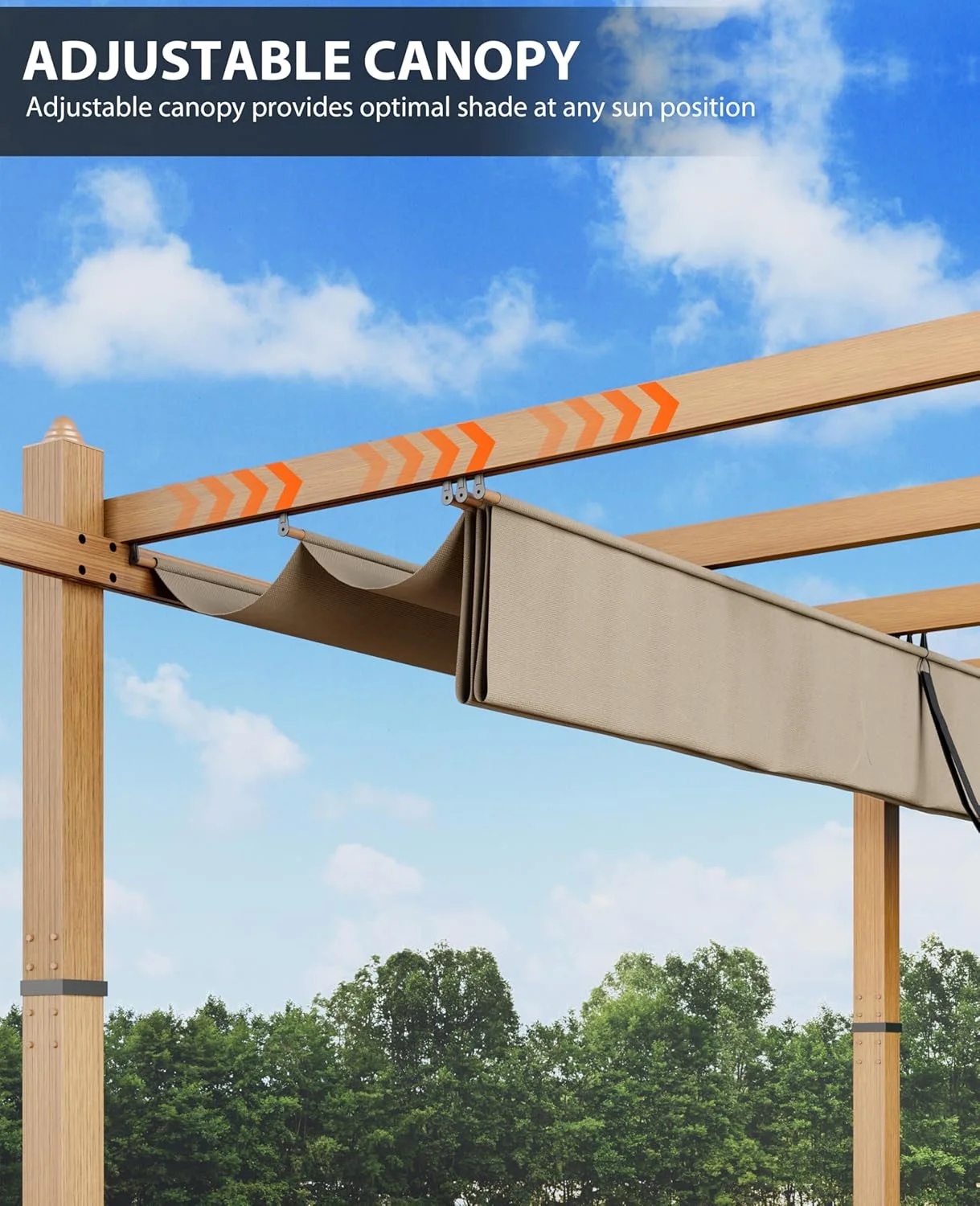 Outdoor Pergola with Adjustable Roof,Modern Metal Patio Aluminum Pergola,Reinforced Frame Outdoor Shelter with Sun Shade Canopy,Shade Cover for Garden,Backyard and Deck - Image 18