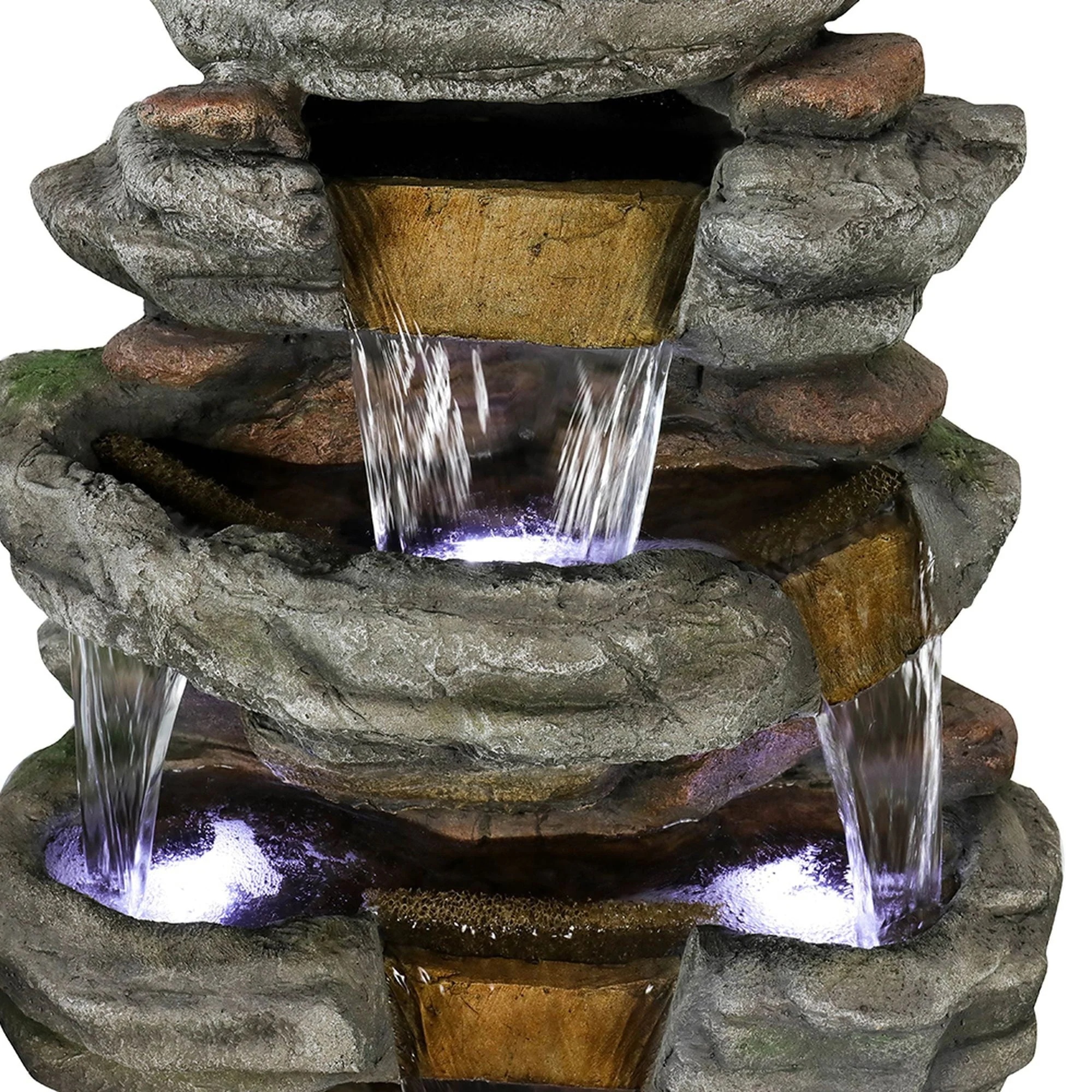 Willwolfer Rockery Outdoor Floor Water Fountain with Light LED 47.2" High Cascading Waterall for Yard Garden Patio Deck Home - Image 9