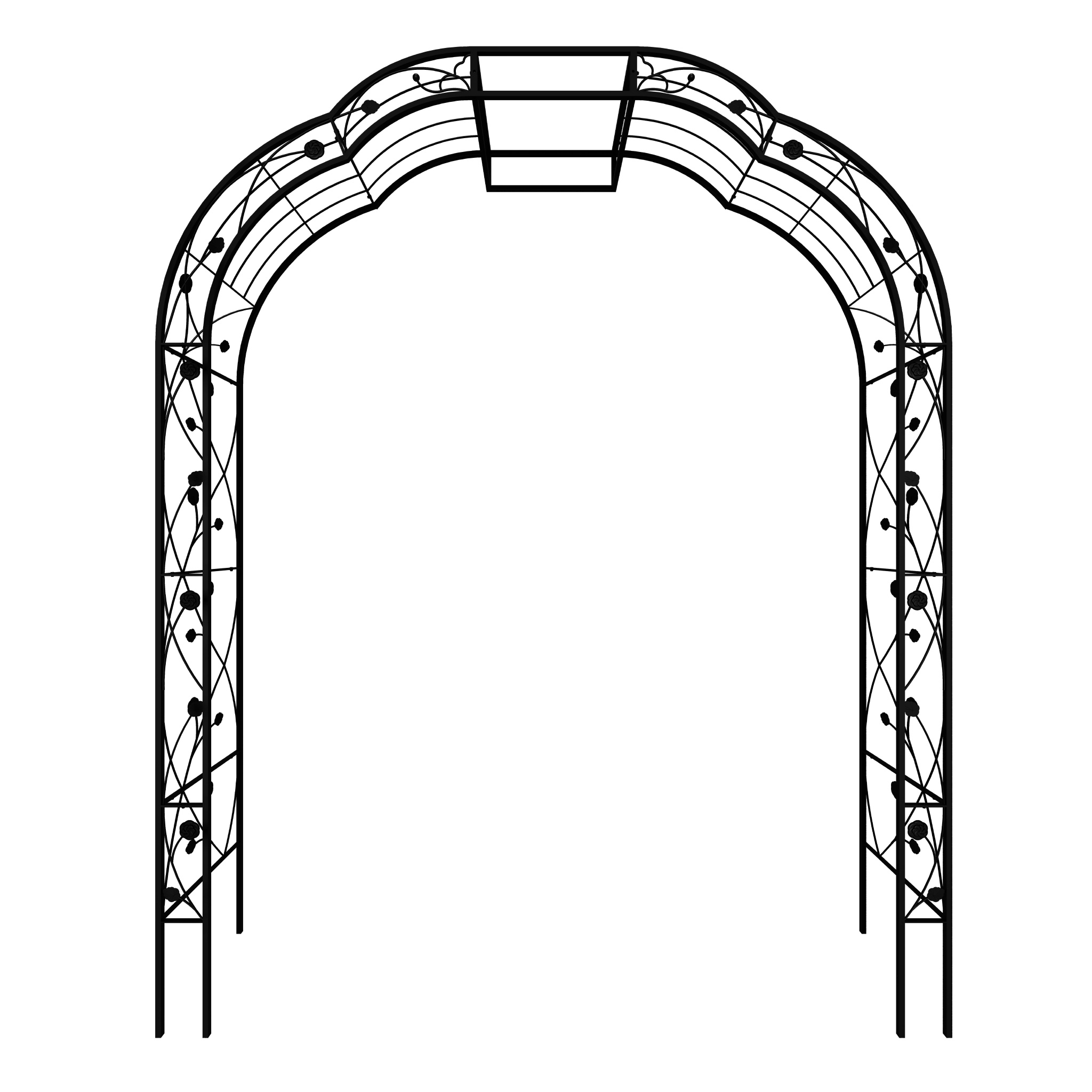 Yoneston 98.4"H Metal Garden Arch Trellis, Garden Arbor Trellis Support Rose Arch for Outdoor Plant Climbing or Wedding Decor, Black - Image 7
