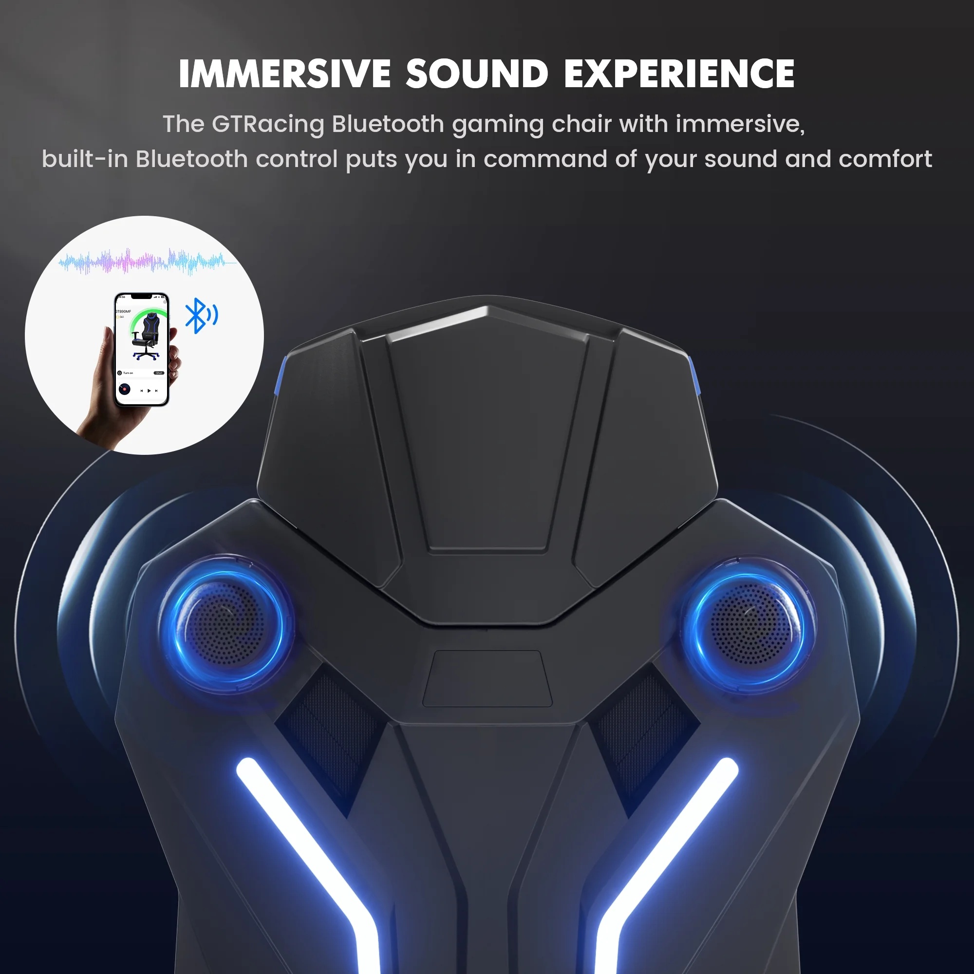 GTRACING LUFT-600 Gaming Chair with Bluetooth Speakers and LED Lighting, White - Image 25