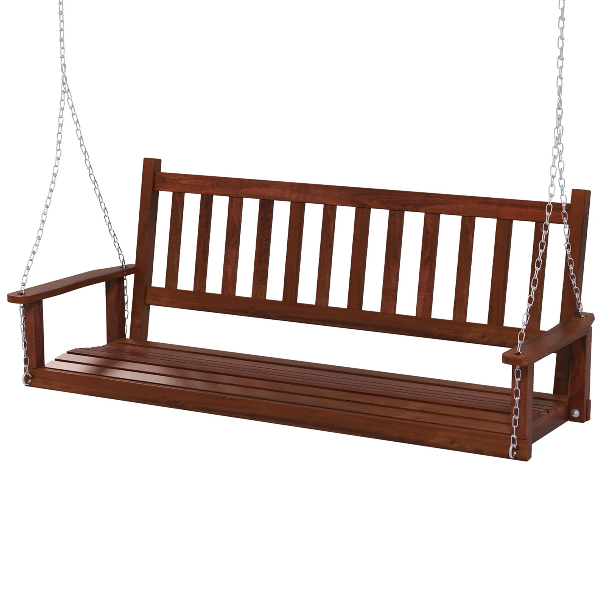 Costway 3-Person Wooden Outdoor Porch Swing Heavy Duty Patio Hanging Bench Chair White - Image 12