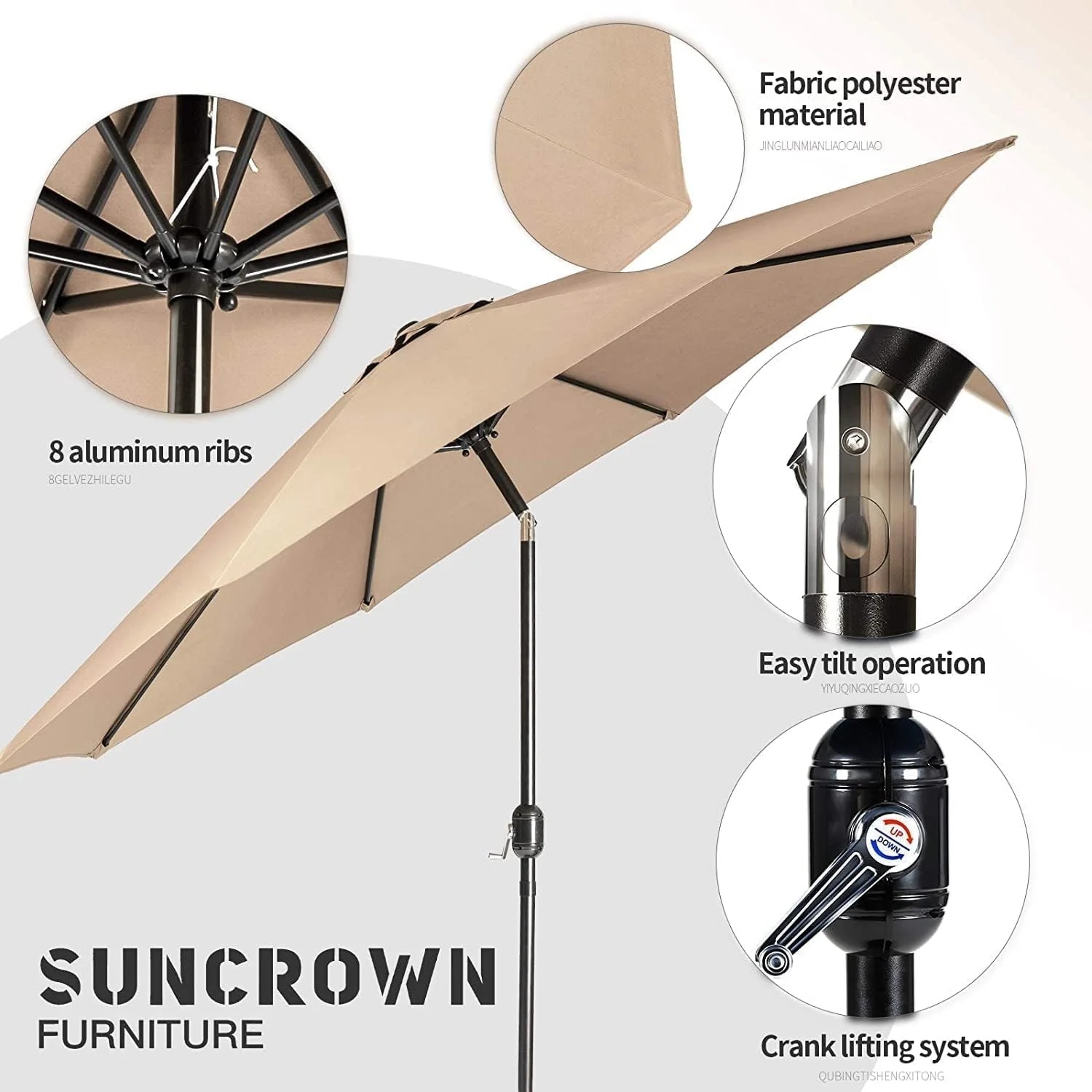 SUNCROWN 7-Piece Outdoor Wrought Iron Chairs and Table Patio Dining Furniture Set - 6 Stackable Metal Chairs, 1 Steel Slat Bistro Table and 1 Brown 9Ft Patio Umbrella for Garden Backyard Deck - Image 6
