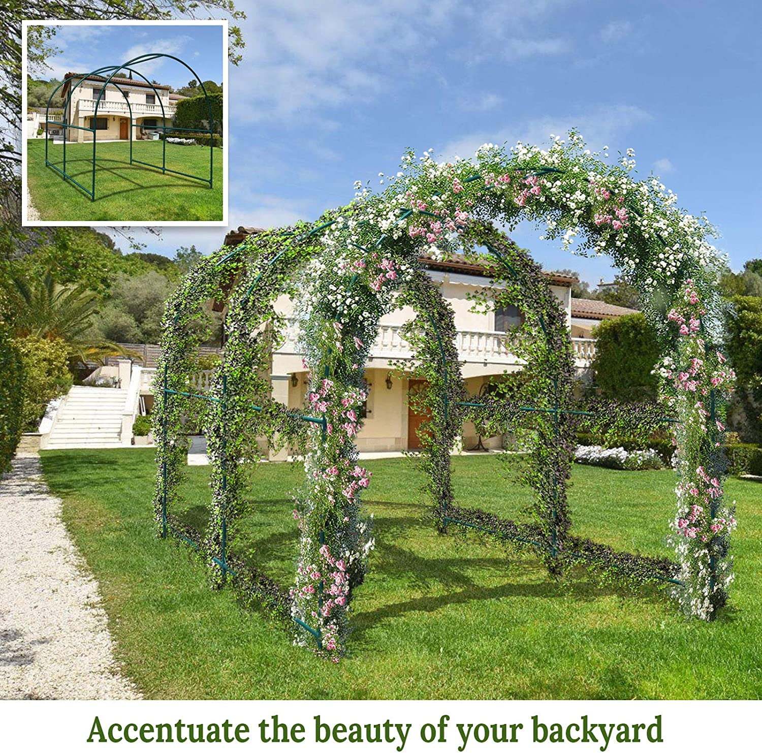 YardGrow Large Garden Support Arch Frame Climbing Plant Arch Arbor for Various Climbing Plant Roses Vines Birthday Wedding Party Decoration Pergola Frame (6.5 x 7 x 7.2ft) - Image 14