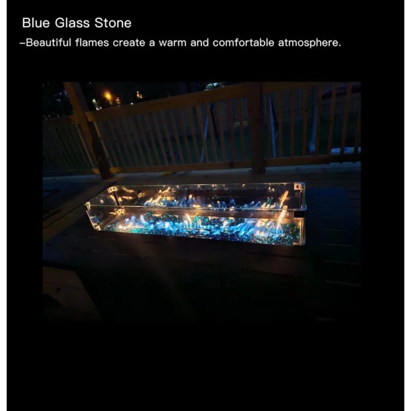 45 inch Propane Fire Pit Table,50000 BTU Gas Fire Pits Table with Lid & Lava Rock & Waterproof Cover, Outdoor Propane Firepit for Dining or Party, Outside, Patio, Garden, Yard - Image 5