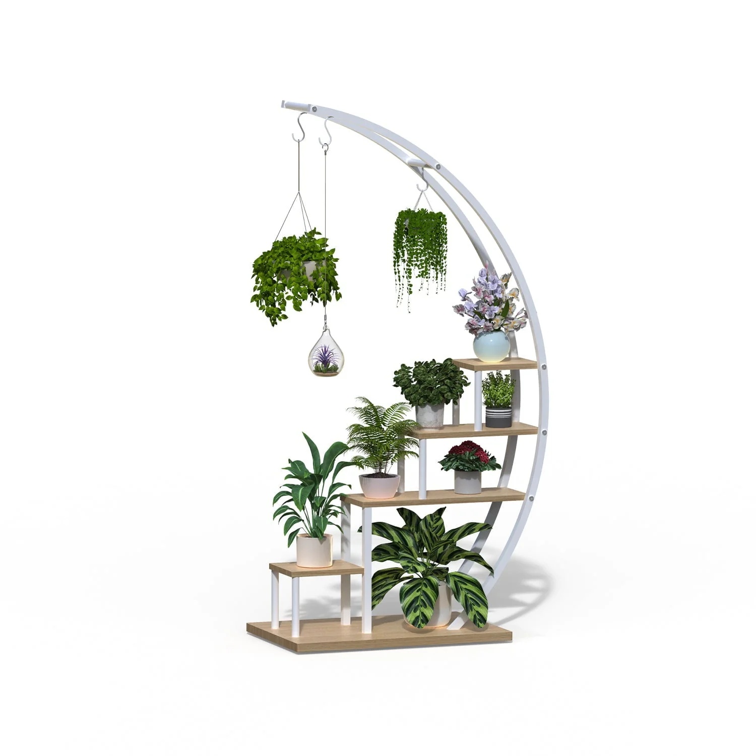 5 Tier Metal Plant Stand Indoor Curved Circular Display Book Shelf Storage - Image 8