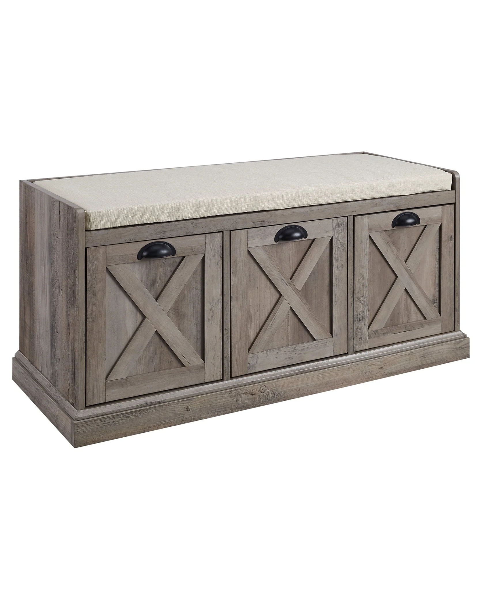 Manor Park Modern Farmhouse 3 Drawer Storage Bench, Grey Wash - Image 6