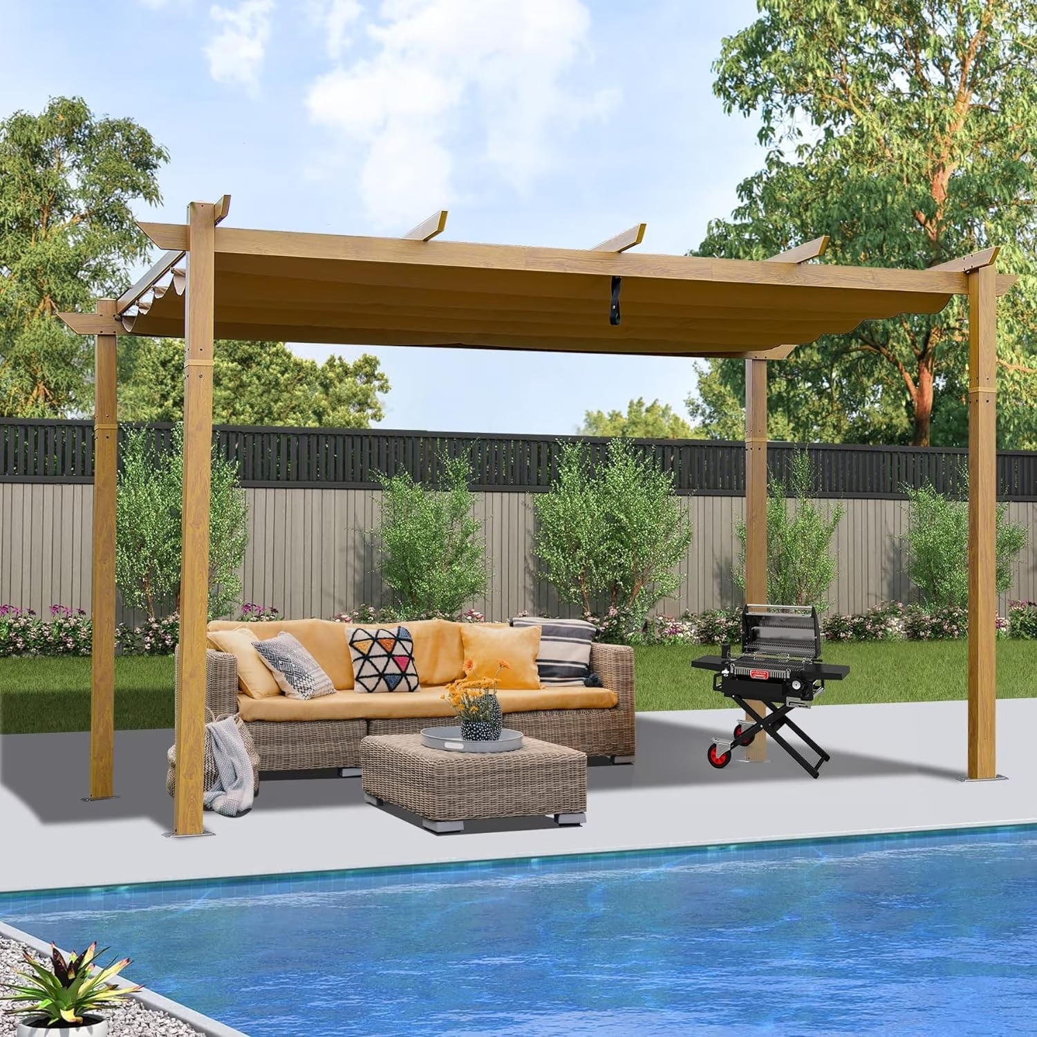 Outdoor Pergola with Adjustable Roof,Modern Metal Patio Aluminum Pergola,Reinforced Frame Outdoor Shelter with Sun Shade Canopy,Shade Cover for Garden,Backyard and Deck - Image 3