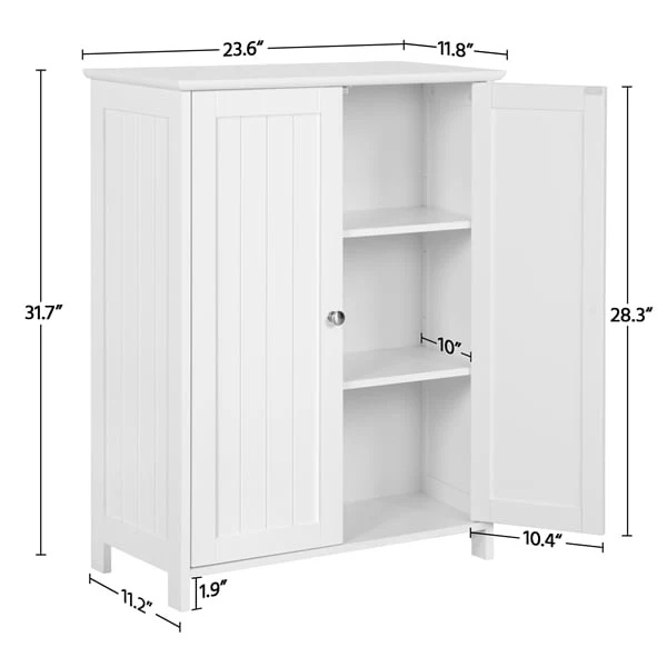 Alden Design Contemporary Storage Cabinet with 2 Doors and 2 Adjustable Shelves, White - Image 11