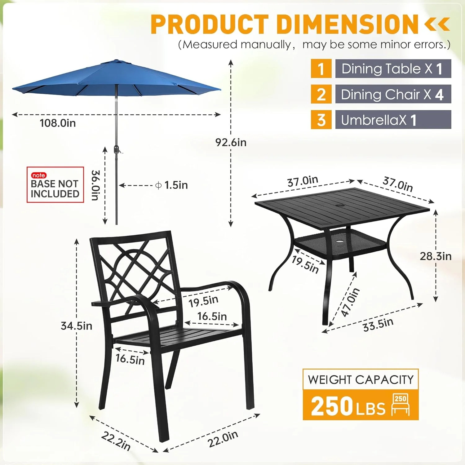 SUNCROWN 7-Piece Outdoor Wrought Iron Chairs and Table Patio Dining Furniture Set - 6 Stackable Metal Chairs, 1 Steel Slat Bistro Table and 1 Brown 9Ft Patio Umbrella for Garden Backyard Deck - Image 58