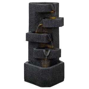 Gardenised Water Fountain with LED Light for Indoor and Outdoor Accent with Soothing Waterfall Sound Ideal for Home Office Patio Backyard Deck Porch Balcony and Tabletop Display, Modern Steps Flow