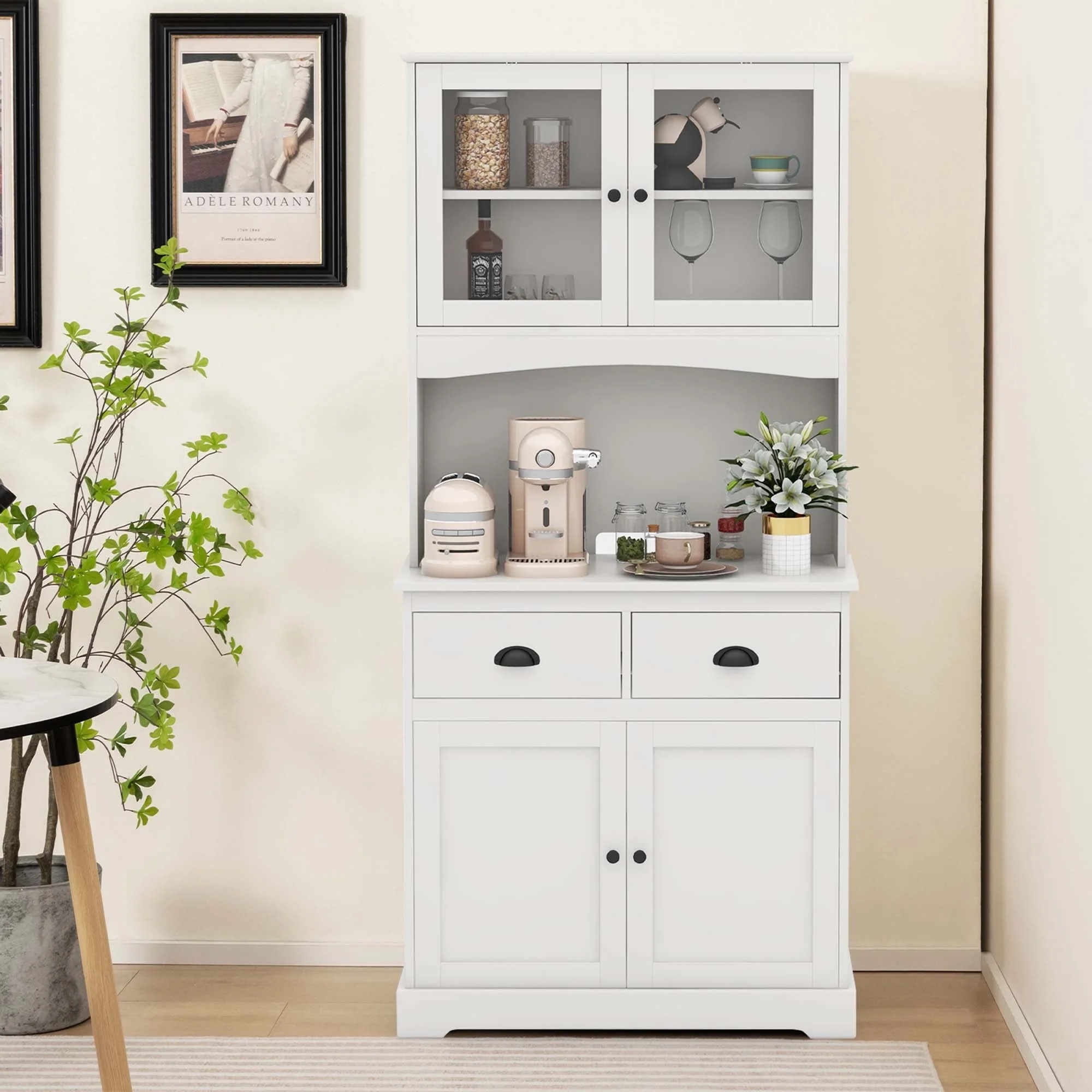 Costway 67'' Storage Cabinet Closet Kitchen Pantry Cupboard with Adjustable Shelves White - Image 2