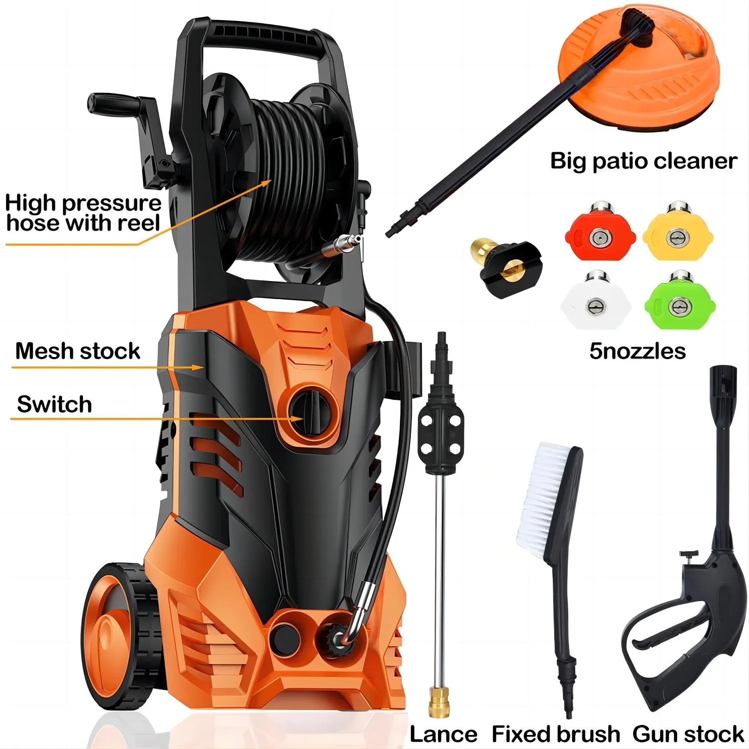 Fenbeli Electric Pressure Washer, 3800 PSI 2.6GPM Power Washer for Cars, Fences and Patios - Image 21