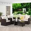 Superjoe 4 Pcs Outdoor Patio Furniture Sets, Wicker Rattan Conversation Set with Coffee table, Brown - Image 4
