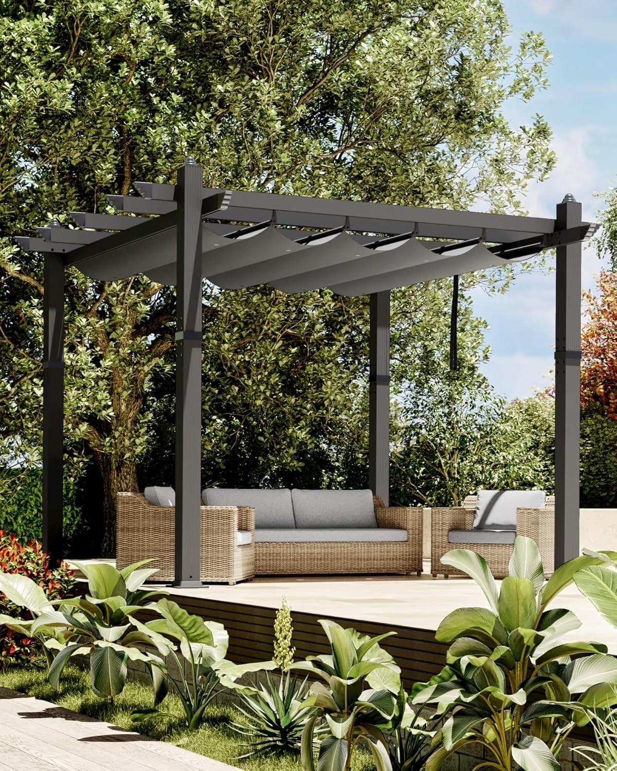 Outdoor Pergola with Adjustable Roof,Modern Metal Patio Aluminum Pergola,Reinforced Frame Outdoor Shelter with Sun Shade Canopy,Shade Cover for Garden,Backyard and Deck - Image 6