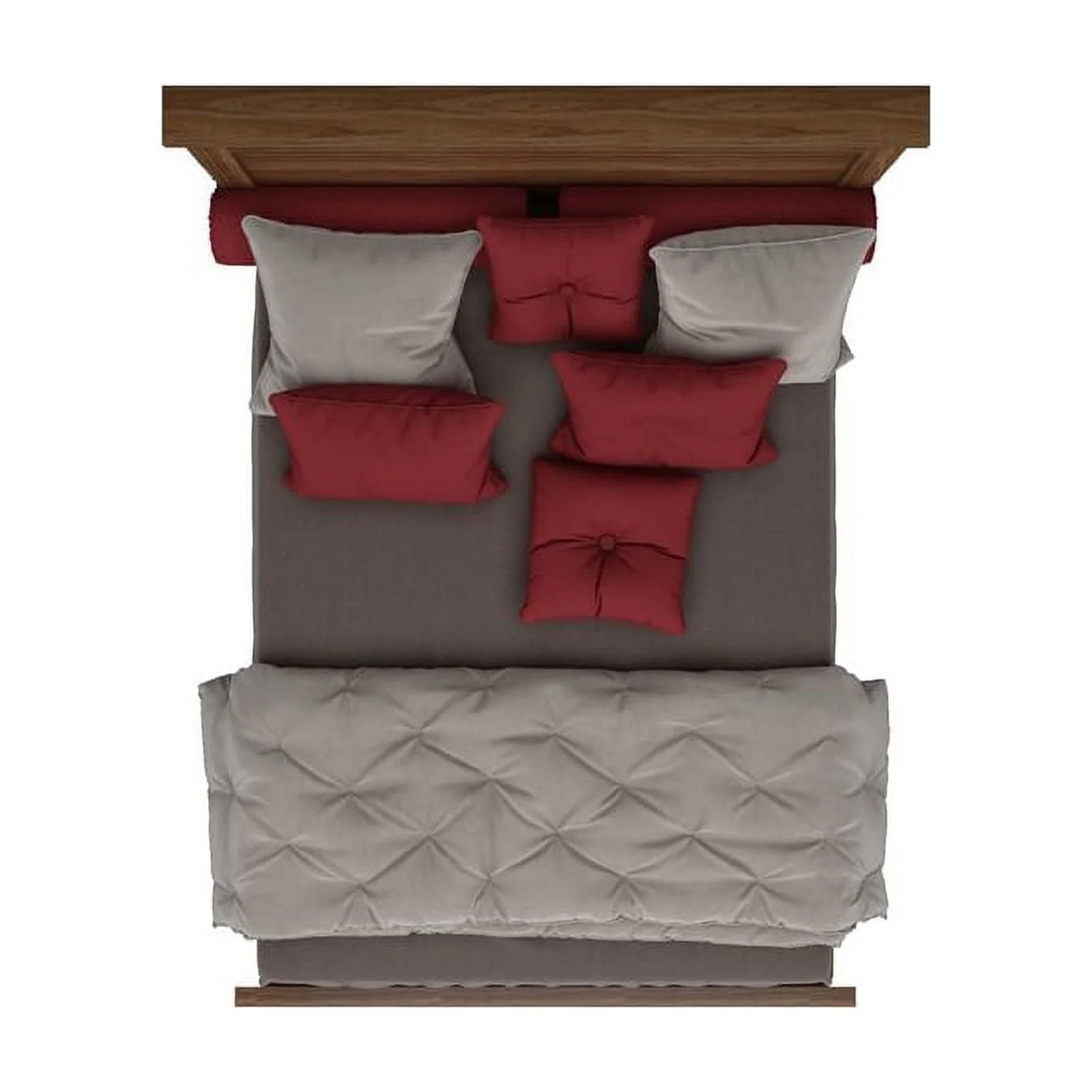 Bowery Hill Modern Design Wood Queen Bed with 2 Drawer Storage and Headboard in Oak - Image 6