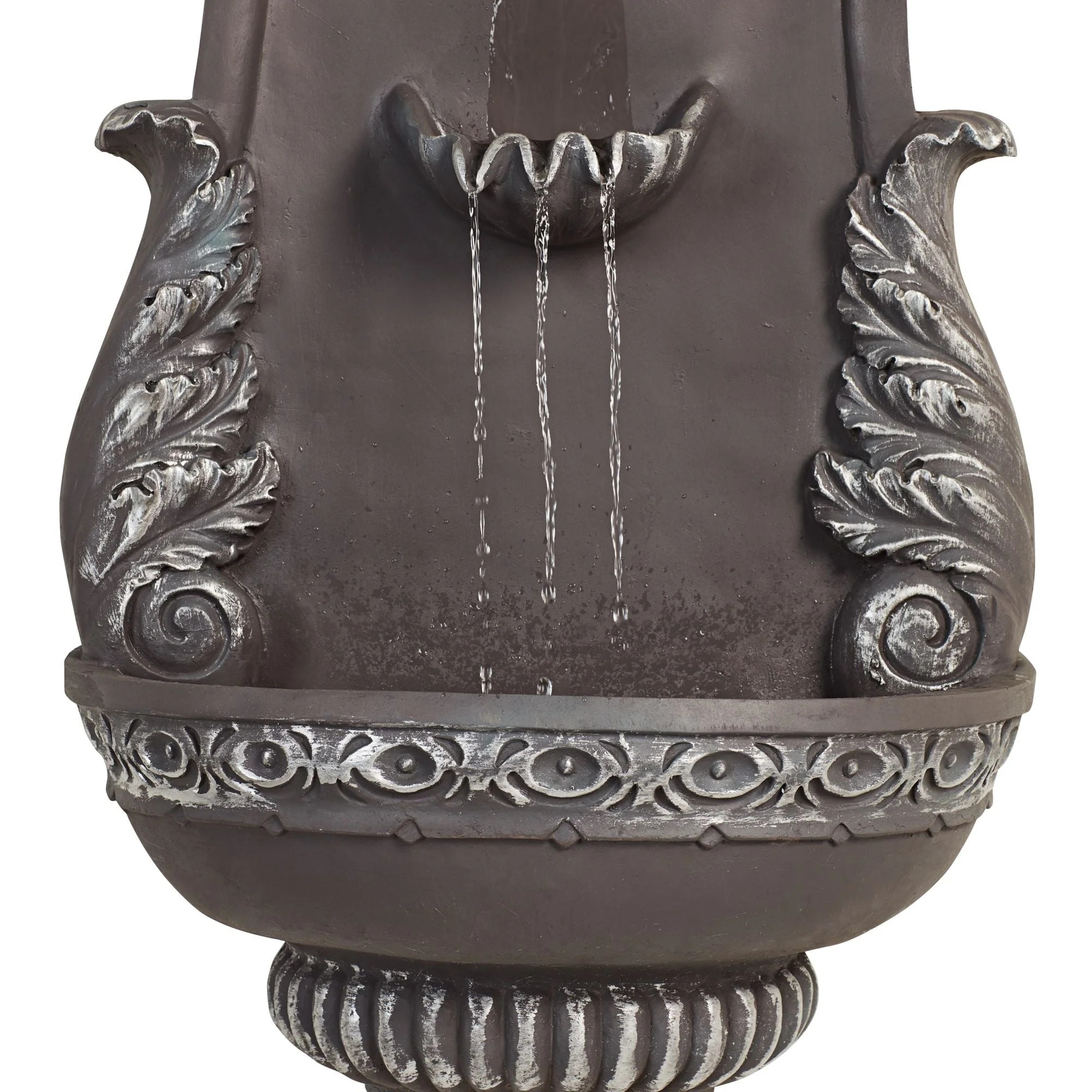 John Timberland Tivoli Grey Ornate Rustic Outdoor 2 Tier Outdoor Wall Water Fountain 33" for Yard Backyard Garden Patio Home Deck Porch House Exterior - Image 5